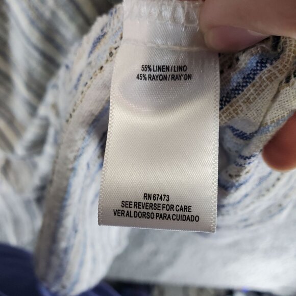 Violet Weekend Dress Womens XL Multicolor Stripe V-Neck Sleeveless Linen Blend - Picture 4 of 11